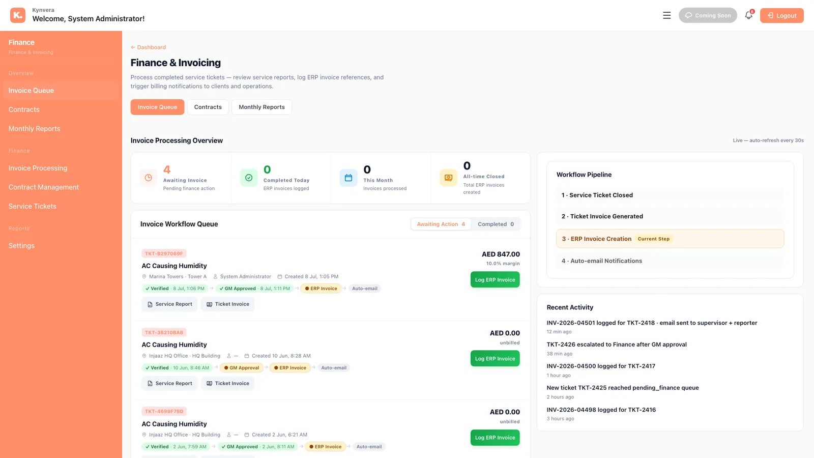 Operations Suite — Finance & invoicing
